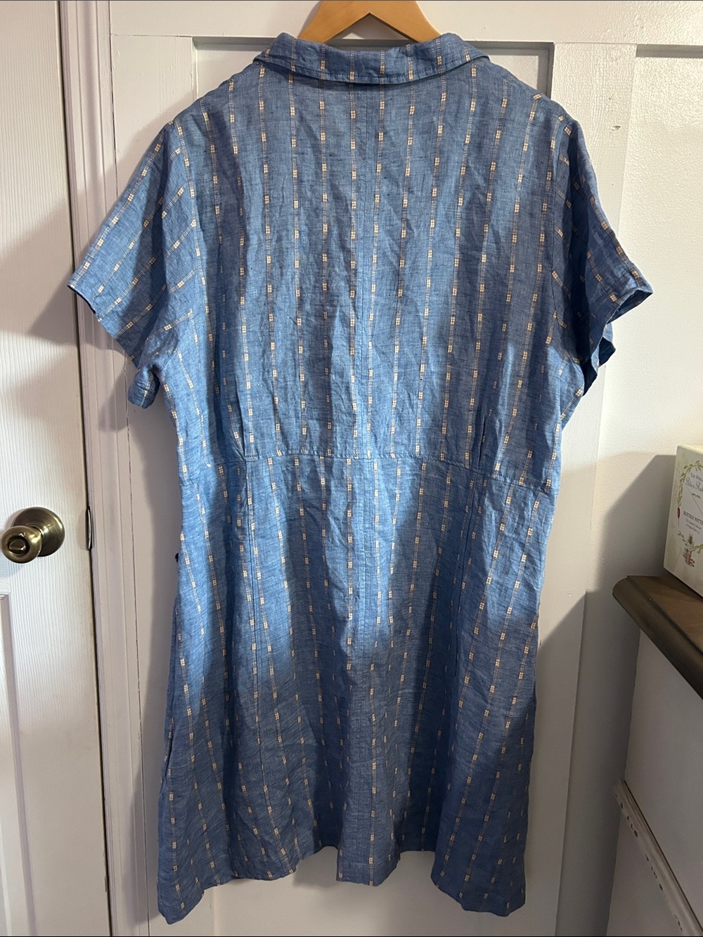 Poetry Striped Dress Délavé Linen & Cotton Blue Shirt with Yellow Stripe 16 - Picture 4 of 11